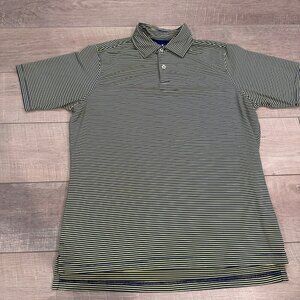 FAIRWAY & GREEN MENS SHORT SLEEVE DRI FIT POLO YELLOW AND BLUE STRIPE